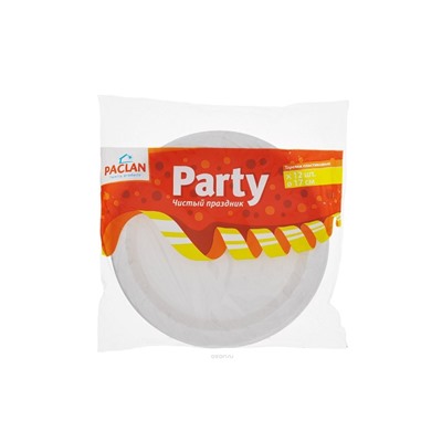 Paclan Party Чистый праздник Тарелки пластиковые 17см*12шт