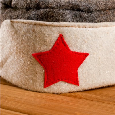 Шапка для бани и сауны, комбинированная «Ушанка», шерсть, полиэстер «Добропаровъ»