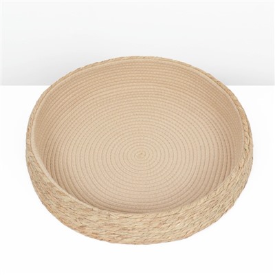 Экологичный лежак для животных (хлопок+рогоз), 45×37×16 см, вес до 25 кг, бежевый