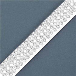 Ошейник со стразами в 4 ряда и стразы на пряжке, 38×1.5 см, ОШ 26-33, белый