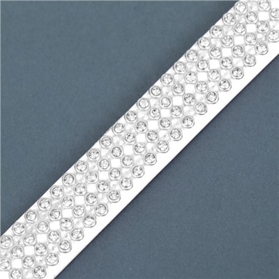 Ошейник со стразами в 4 ряда и стразы на пряжке, 38×1.5 см, ОШ 26-33, белый