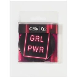 Зеркало карманное GRL PWR, d=7 см, PVC - коробка, чёрное