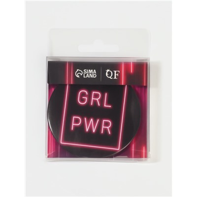Зеркало карманное GRL PWR, d=7 см, PVC - коробка, чёрное