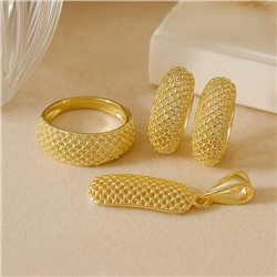 Комплект ювелирной бижутерии Итальянское золото (покрытие желтое 14к) серьги, кулон и кольцо 18 р, арт.217.396-18