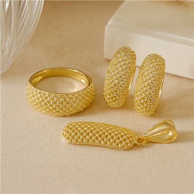 Комплект ювелирной бижутерии Итальянское золото (покрытие желтое 14к) серьги, кулон и кольцо 18 р, арт.217.396-18