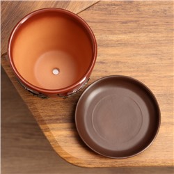 Горшок для цветов «Миндаль», керамический, с поддоном, 1 л, коричневый