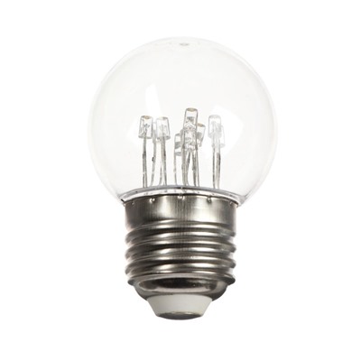 УЦЕНКА Набор Ламп светодиодных, 10 штук, G45, Е27, 1 Вт, 6 LED, для белт-лайта, тёплый свечение белое