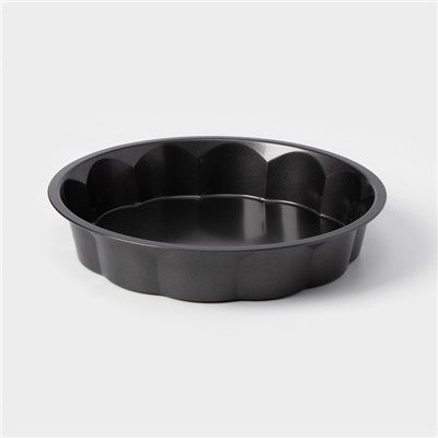 Форма для выпечки Доляна «Волнистый круг. Жаклин», d=28 см, антипригарное покрытие, чёрная