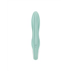 Зеленый вибратор-кролик Satisfyer Air Pump Bunny 5+ с функцией расширения - 20,4 см.