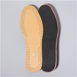 Стельки для обуви, универсальные, кожаные, дышащие, р-р RU до 45 (р-р Пр-ля до 46), 28.5 см, пара, коричневые