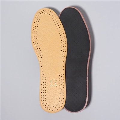 Стельки для обуви, универсальные, кожаные, дышащие, р-р RU до 45 (р-р Пр-ля до 46), 28.5 см, пара, коричневые