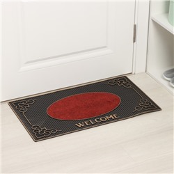 Коврик придверный Доляна Welcome, резиновый, прямоугольный, 40×70 см, МИКС