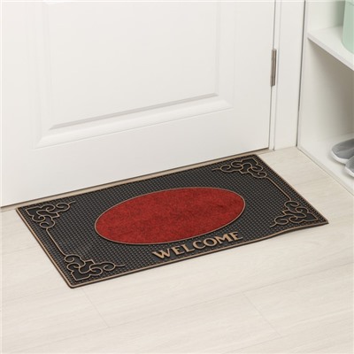 Коврик придверный Доляна Welcome, резиновый, прямоугольный, 40×70 см, МИКС
