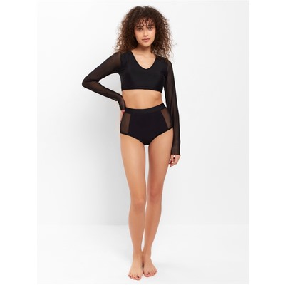 Купальник женский раздельный с длинными рукавами MINAKU цвет чёрный, размер 48