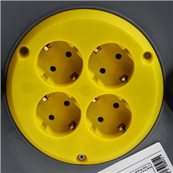 Удлинитель на катушке Luazon Lighting ECO, 4 розетки, 25 м, 10 А, ПВС 3×0.75 мм2, с заземлением, IP44
