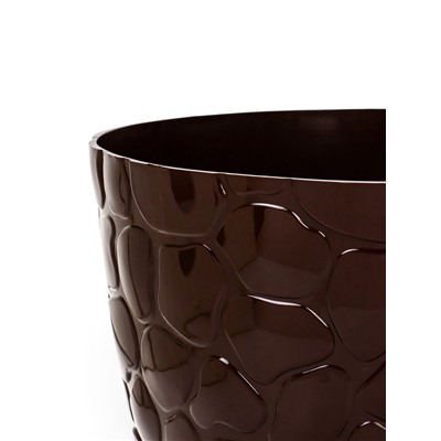 Горшок для цветов с поддоном «Камешки», 5 л, пластик, шоколадный