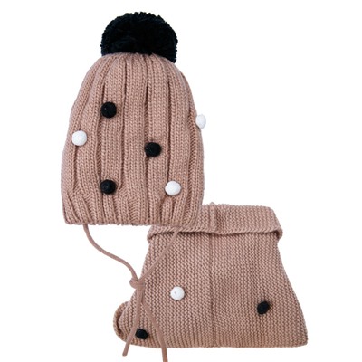 Комплект трикотажный для девочек: шапка, снуд