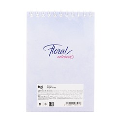 Блокнот А6, 40 листов в клетку, Floral notebook, на гребне, МИКС
