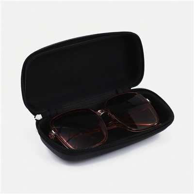 Футляр для очков, искусственная кожа, на молнии, длина 16 см, чёрный