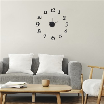 Часы настенные интерьерные, 3d «Ясмина», плавный ход, наклейка, большие, d=45 см, чёрные