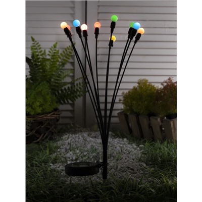 Садовый светильник «Шарики», уличный, на солнечной батарее, 68 см, 10 LED, свечение мульти