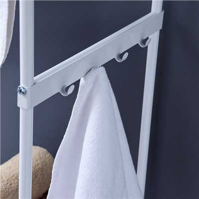 Стеллаж с двойной корзиной для белья и перекладинами, 2-х ярусный, 60×35×160 см, белый