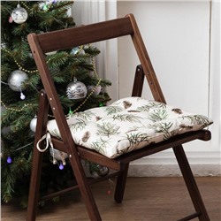 Подушка на стул новогодняя «Этель» Christmas tree, 42×42 см, бежевая