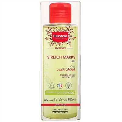 Mustela, Stretch Marks Oil, Fragrance Free, 3.55 fl oz (105 ml)