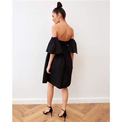 Платье с открытыми плечами MIST, размер 48, цвет чёрный