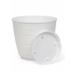 Горшок для цветов с поддоном Saffron, 9.1 л, d=26.7 см, h=24.5 см, пластиковый, белый