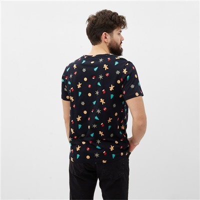 Футболка мужская KAFTAN Xmas family, размер 48, хлопок 100%, чёрная