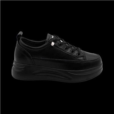 Кроссовки из натуральной кожи MS-S157-1 черные