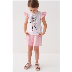 Комплект трикотажный для девочек: джемпер (футболка), шорты PLAYTODAY, 1240018