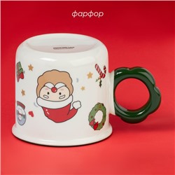 Кружка новогодняя Доляна «Веселый дедушка», 400 мл, 14.5×10×9 см, белая