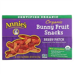 Annie's Homegrown, Органические фруктовые закуски, Берри патч, 5 пакетиков, 0,8 унции (23 г) каждый