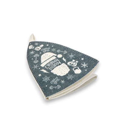 Шапка для бани и сауны, с принтом «С Новым Годом», полиэфир 70%, шерсть 30%, серая, «Банная забава»