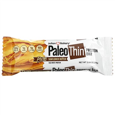 Julian Bakery, Paleo Thin Protein Bar, Pure Sunflower Butter, 12 Bars, 2.08 oz (59 g) Each