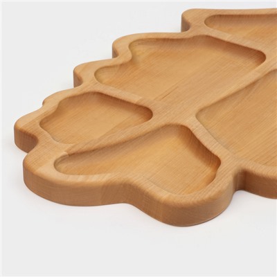 Менажница деревянная авторская Adelica «Дубовый лист», 35×20×1.8 см, пропитана минеральным маслом, берёза