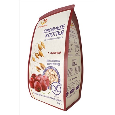 Хлопья овсяные с вишней без глютена 375г ЭКОПРОДУКТЫ, 1185000