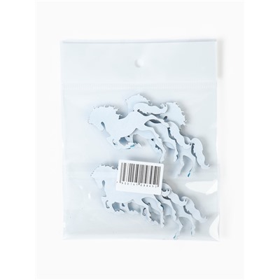 Декор новогодний «Лошадки» на клеевой основе, синий, набор 6 шт.