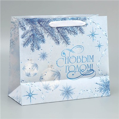 Пакет подарочный новогодний крафтовый «Нежность Нового года», ML 27×23×11.5 см