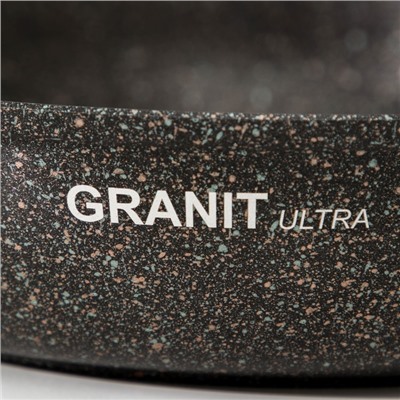 Сковорода KUKMARA Granit Ultra original, d=28 см, пластиковая ручка, антипригарное покрытие, алюминий, чёрная