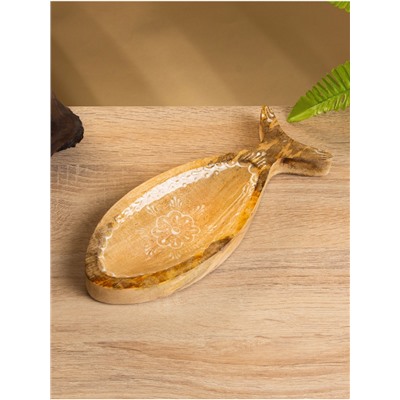 Блюдо в форме рыбки «Пряник», 25.5×10×2 см, дерево манго