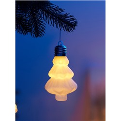 Елочный шар «Бархатная елочка» 12×8 см, 1 LED, от батареек LR44×3, свечение тёплое белое