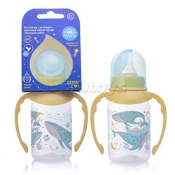 Бутылочка для кормления 125мл, соска M, ручки, "Звездное небо" в ассортименте