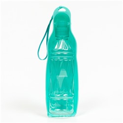 Автопоилка прогулочная с фигурной бутылочкой, 450 мл, пластик, бирюзовая