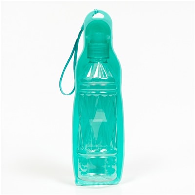 Автопоилка прогулочная с фигурной бутылочкой, 450 мл, пластик, бирюзовая