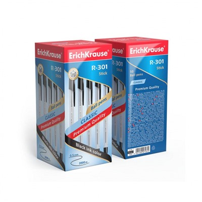 Ручка шариковая R-301 "Классика" 1.0мм 43185 черная  ErichKrause