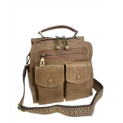 Женская сумка - рюкзак из искусственной кожи, цвет коричневый