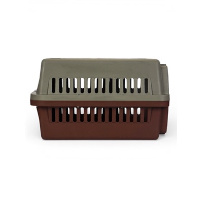 Переноска для животных, 59×36×35 см, с поддоном, с металлической дверью, цвет кофейный, серый